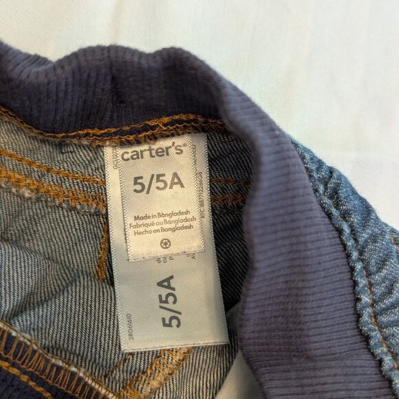 Carters Boy Girl Kids Toddler Size 5/5a Jeans Stretch Drawstring Waist - Picture 4 of 4
